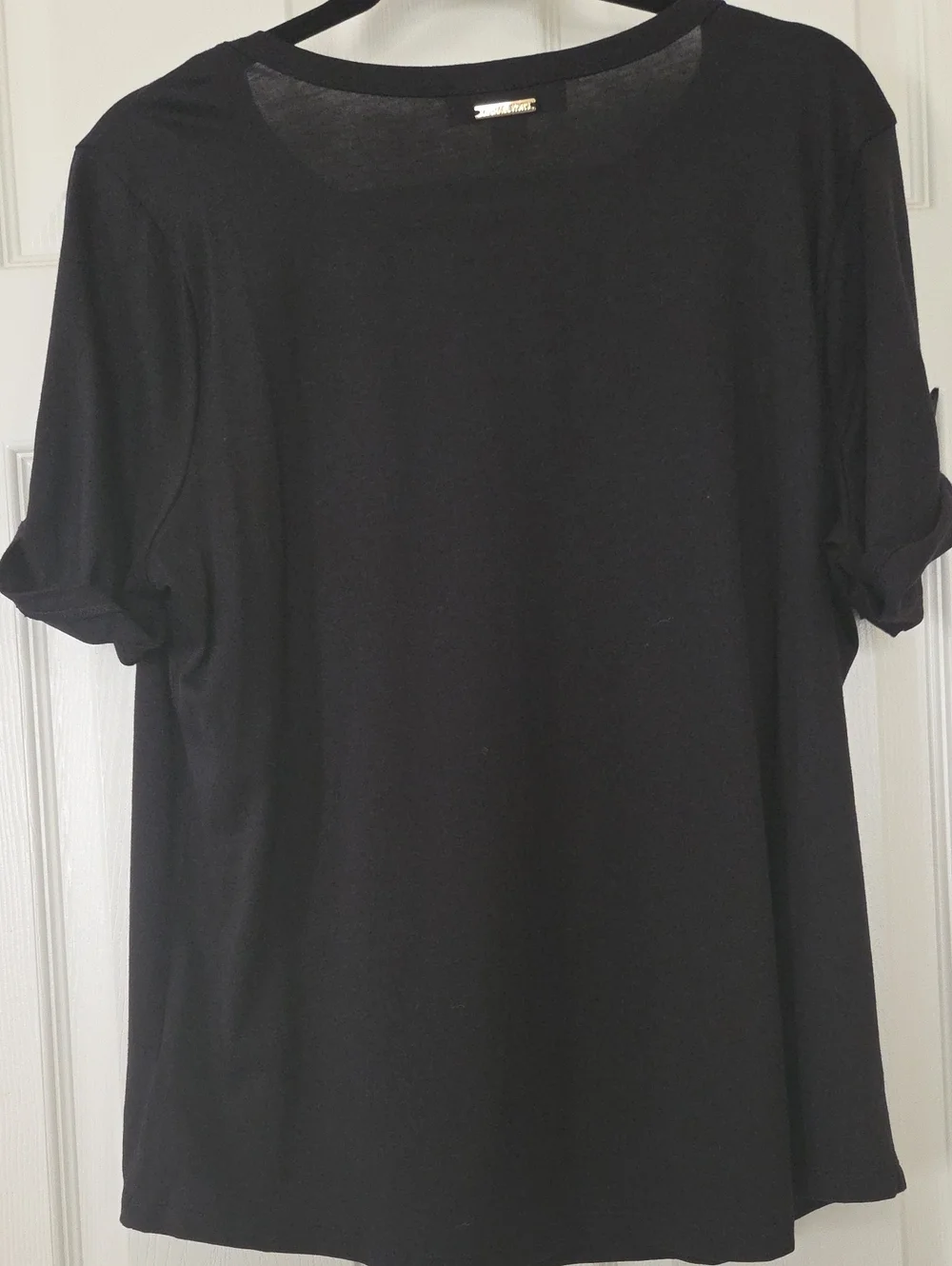 NWT -Michael Kors Black Short-Sleeve Top with Gold Details
